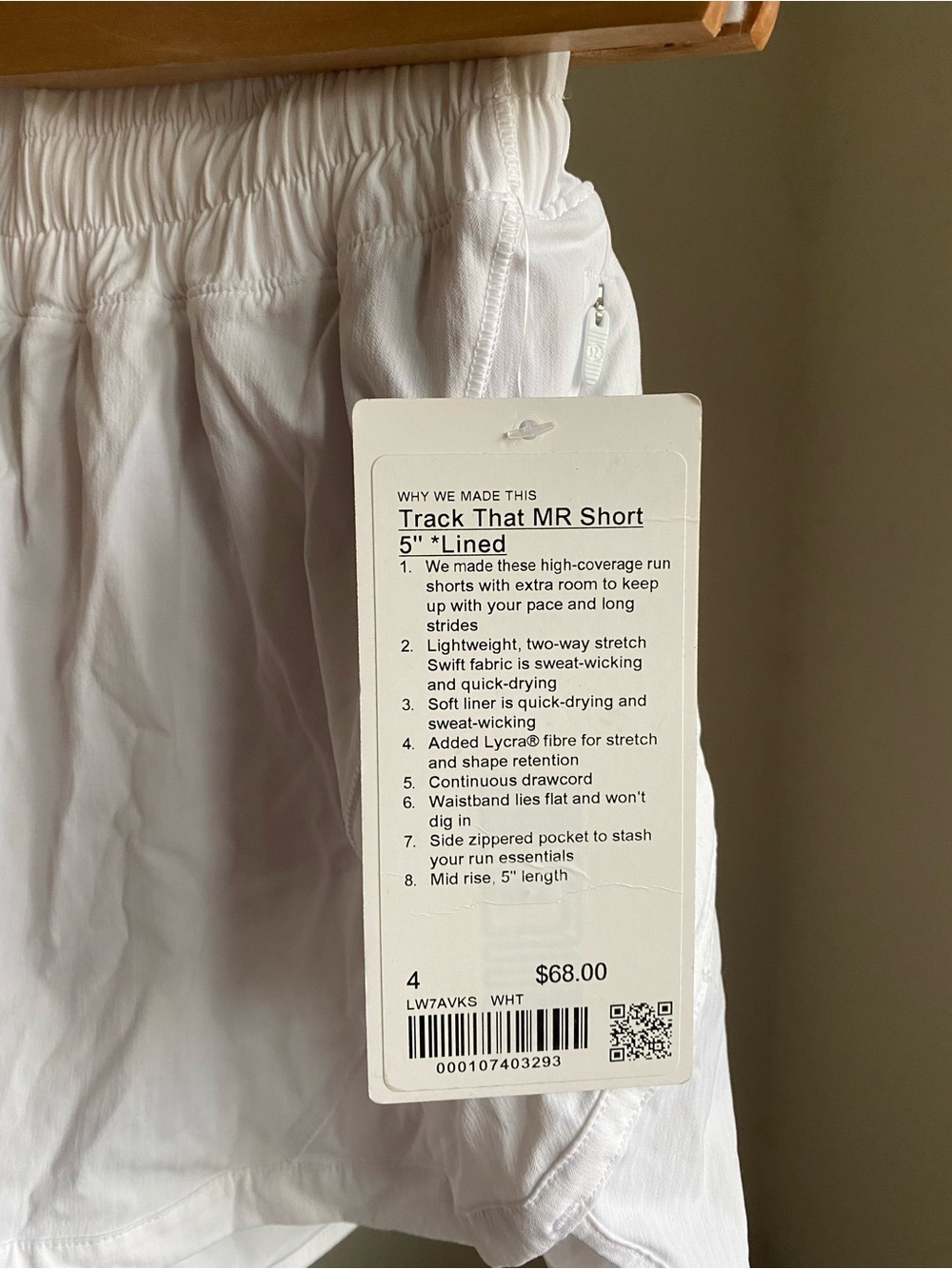 NWT Lululemon Track That MR 5” White Size 4 - Picture 3 of 3